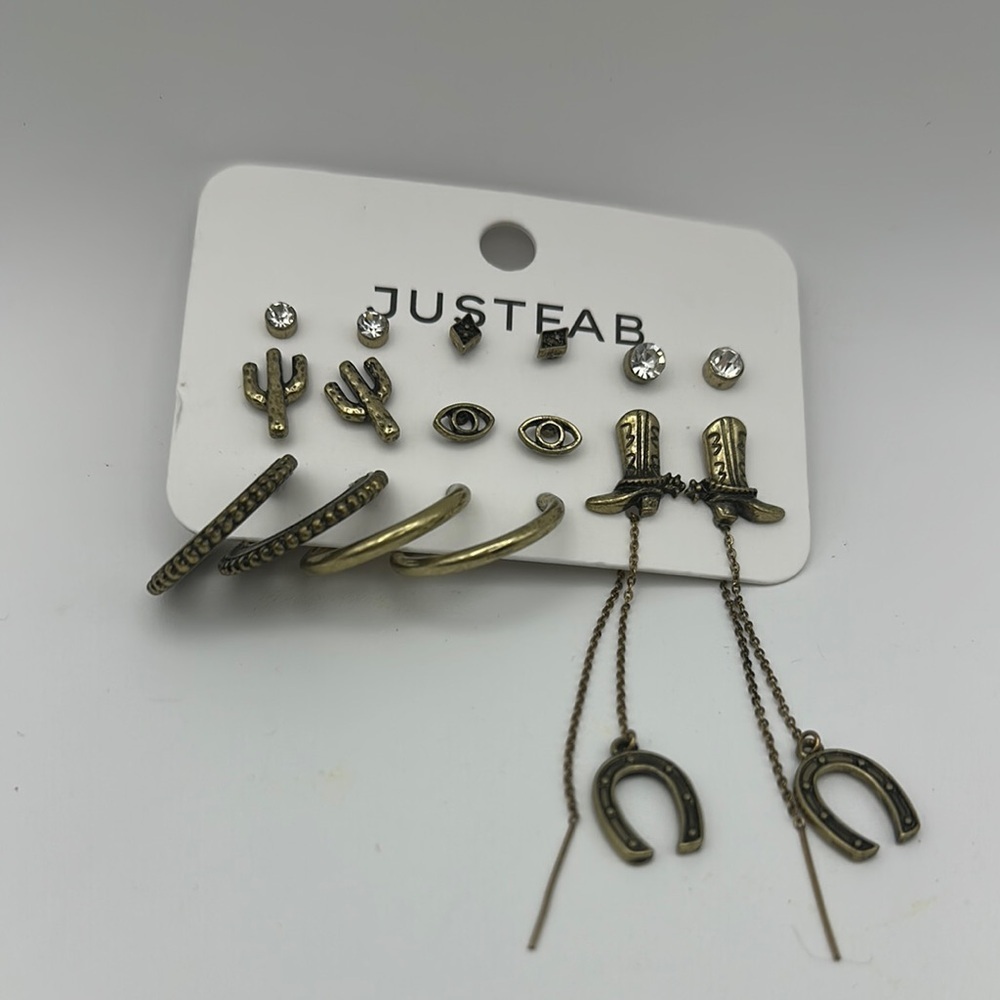 Set of Nine Antique Gold Tone Earrings - Picture 3 of 16